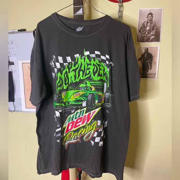 NEW Mountain Dew Metal Logo T-Shirt Vintage Cotton Tee Vintage Style Racing L - Picture 3 of 7